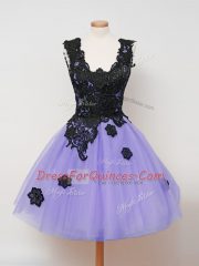Free and Easy Lavender Sleeveless Knee Length Lace Zipper Damas Dress