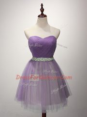 Delicate Sleeveless Lace Up Mini Length Ruching Damas Dress