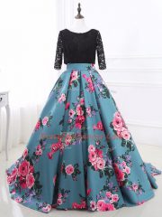 Top Selling Mermaid Long Sleeves Multi-color Prom Gown Brush Train Backless