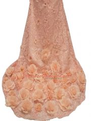 Fine Long Sleeves Brush Train Side Zipper Beading and Hand Made Flower Prom Party Dress