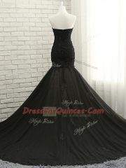 Cheap Lace Up Homecoming Dress Black for Prom and Party with Lace and Appliques Court Train
