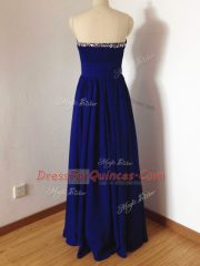 Flirting Royal Blue Sleeveless Chiffon Side Zipper Vestidos de Damas for Prom and Party and Wedding Party