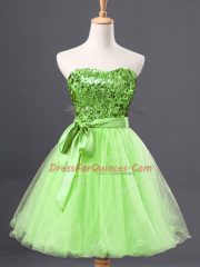 Yellow Green Zipper Sweetheart Sashes ribbons and Sequins Evening Dress Tulle Sleeveless