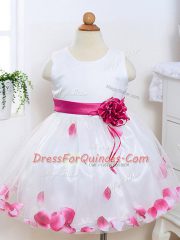 Artistic Knee Length Ball Gowns Sleeveless White Toddler Flower Girl Dress Zipper