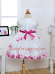 Artistic Knee Length Ball Gowns Sleeveless White Toddler Flower Girl Dress Zipper