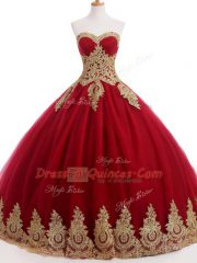 Wine Red Lace Up Sweetheart Ruffles and Sequins Vestidos de Quinceanera Organza and Taffeta and Chiffon Sleeveless