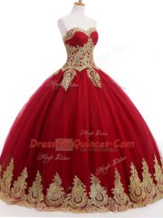 Wine Red Lace Up Sweetheart Ruffles and Sequins Vestidos de Quinceanera Organza and Taffeta and Chiffon Sleeveless