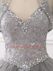 Sleeveless Lace Up Floor Length Beading and Appliques 15 Quinceanera Dress