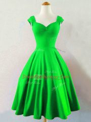 Taffeta Lace Up Quinceanera Dama Dress Sleeveless Knee Length Ruching