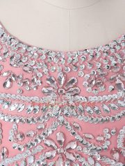 Sleeveless Floor Length Beading and Ruffles Zipper Vestidos de Quinceanera with Pink