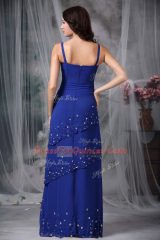 Simple Straps Sleeveless Chiffon Evening Dress Beading Zipper