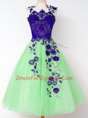 Appliques Quinceanera Dama Dress Lace Up Sleeveless Knee Length