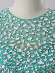 Pretty Green Scoop Neckline Beading Prom Gown Sleeveless Zipper