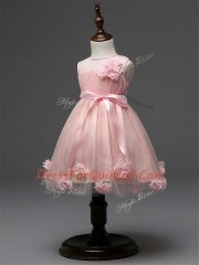 Scoop Sleeveless Zipper Flower Girl Dress Champagne Tulle