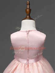 Scoop Sleeveless Zipper Flower Girl Dress Champagne Tulle