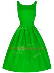 Knee Length Green Dama Dress for Quinceanera Taffeta Sleeveless Ruching