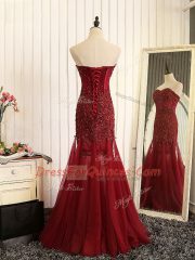 Cute Beading and Lace and Appliques and Pleated Royal Blue Lace Up Sleeveless Floor Length