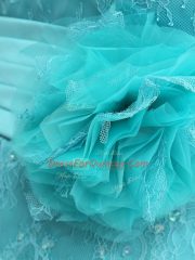 Long Sleeves Lace and Appliques and Ruching and Hand Made Flower Zipper Prom Dress