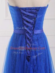 Classical Tulle and Lace Sleeveless Floor Length Dama Dress for Quinceanera and Belt