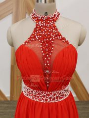 Fabulous Sleeveless Zipper Beading and Ruching Prom Evening Gown