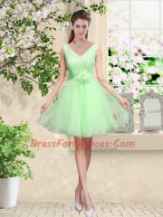 Colorful V-neck Neckline Lace and Belt Quinceanera Court Dresses Sleeveless Lace Up