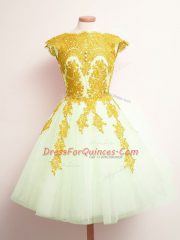 Stunning Sleeveless Lace Up Mini Length Appliques Court Dresses for Sweet 16
