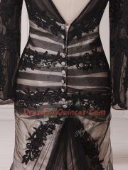 Elegant Black Dress for Prom Scoop Long Sleeves Brush Train Zipper