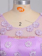 Popular Lace Scoop Sleeveless Lace Up Appliques and Belt Vestidos de Damas in Lilac