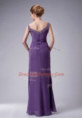 Chic Floor Length Olive Green Prom Party Dress Chiffon Sleeveless Beading