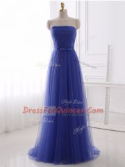 Chic Sleeveless Beading and Belt Zipper Prom Evening Gown
