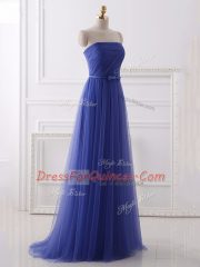 Chic Sleeveless Beading and Belt Zipper Prom Evening Gown