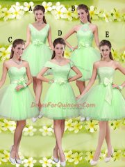Ideal Knee Length A-line Sleeveless Dama Dress for Quinceanera Lace Up