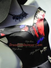 Multi-color Sleeveless Printed Lace Up Prom Gown for Prom and Military Ball and Beach