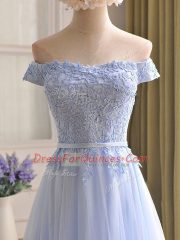 Dynamic Appliques Evening Dress Lavender Lace Up Sleeveless Floor Length