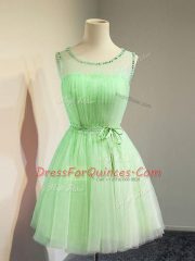 Great Empire Belt Quinceanera Court of Honor Dress Lace Up Tulle Sleeveless Knee Length