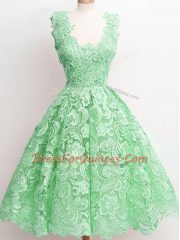 Green Straps Neckline Lace Quinceanera Court of Honor Dress Sleeveless Zipper