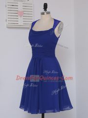 Popular Royal Blue Straps Neckline Lace Vestidos de Damas Sleeveless Zipper