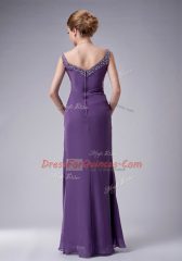 Floor Length Zipper Evening Dress Olive Green for Prom and Party with Beading
