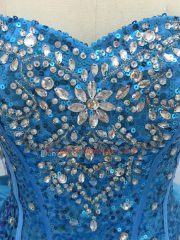 Glamorous Beading and Ruffles Sweet 16 Dress Teal Lace Up Sleeveless Floor Length