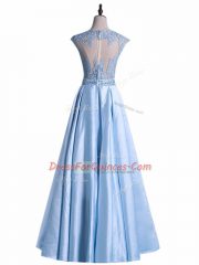 Taffeta Sleeveless Floor Length Prom Dress and Beading and Lace