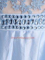 Taffeta Sleeveless Floor Length Prom Dress and Beading and Lace