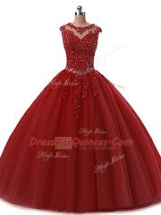 Sleeveless Lace Up Floor Length Beading and Lace 15 Quinceanera Dress