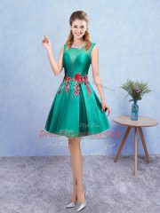 Customized Turquoise Lace Up Scoop Embroidery Court Dresses for Sweet 16 Taffeta Sleeveless