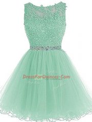 Graceful Apple Green Sweetheart Zipper Beading and Lace and Appliques and Ruffles Evening Dress Sleeveless