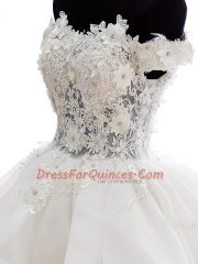 Exceptional Beading and Lace and Embroidery and Ruffles Prom Party Dress White Zipper Sleeveless Knee Length