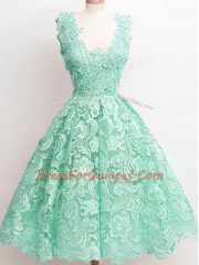Cheap Apple Green Damas Dress Prom and Party and Wedding Party with Lace Straps Sleeveless Zipper