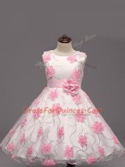 Edgy White Sleeveless Tulle Zipper Flower Girl Dresses for Wedding Party