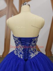 Charming Royal Blue Sleeveless Beading Floor Length 15 Quinceanera Dress