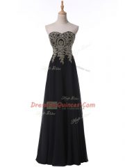 Floor Length Black Prom Evening Gown Sweetheart Sleeveless Side Zipper