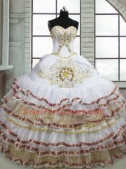 Glittering Sleeveless Beading and Embroidery and Ruffled Layers Lace Up 15 Quinceanera Dress